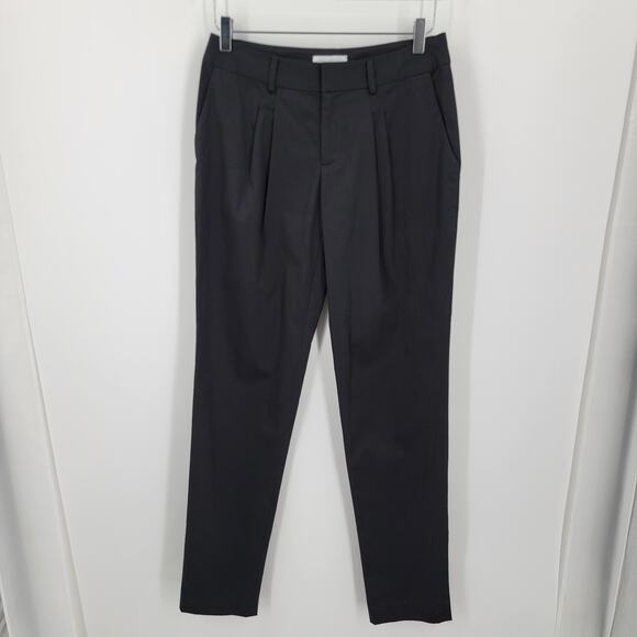 Adam Lippes Pants Womens 4 Black Pleated Straight Dress Slacks Made in USA